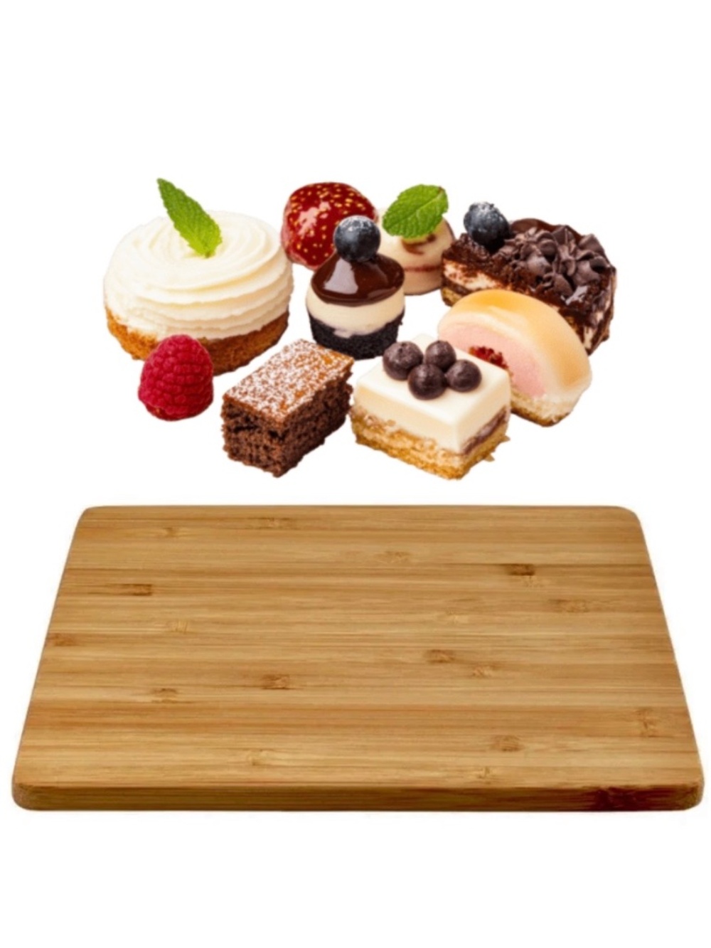 Mini Dessert Serving Bamboo Board Cake Cupcakes Muffins Pastry Platter 8.75x6